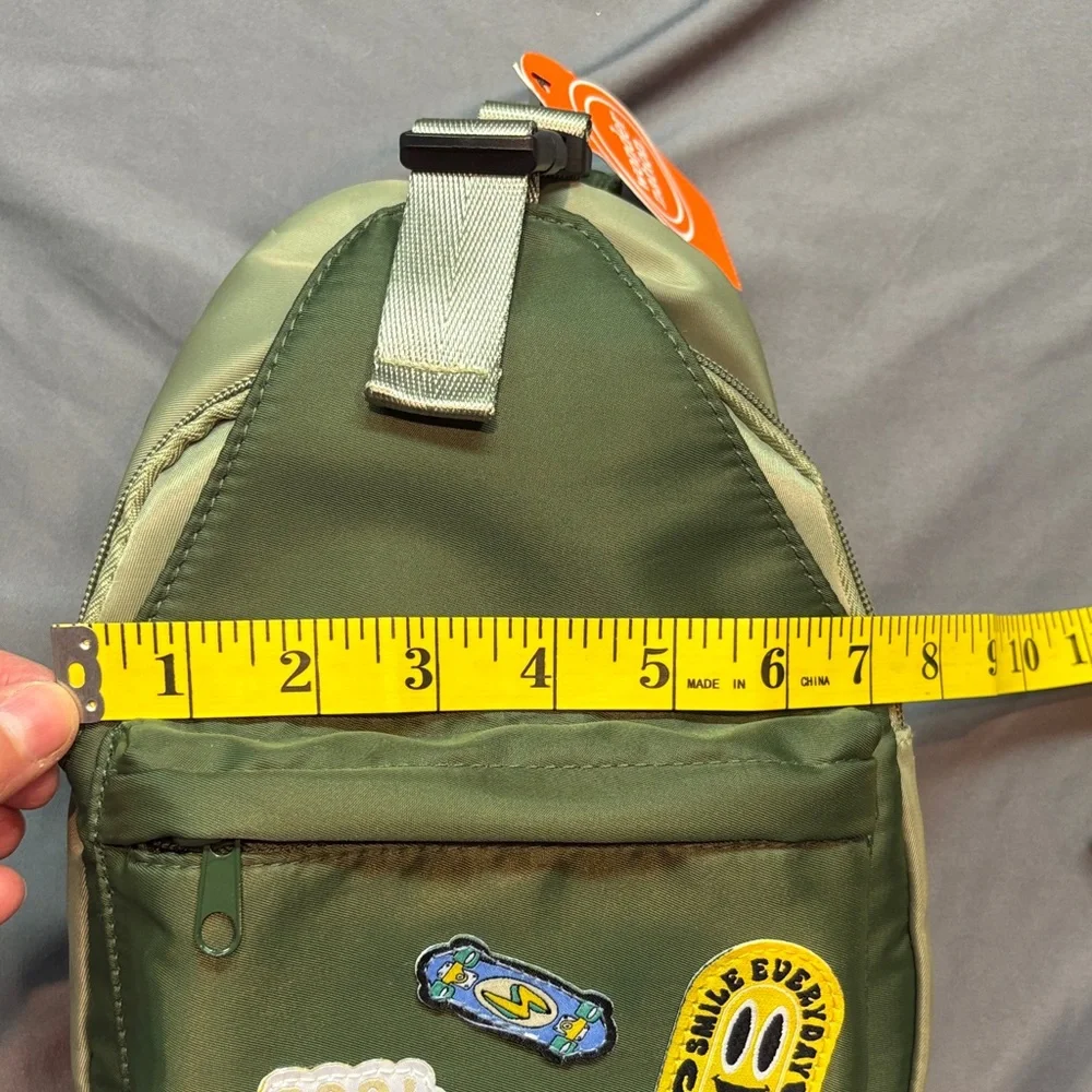 Wonder Nation Kids Sling Bag Olive Green‎ NWT Patches Adjustable Crossbody Strap